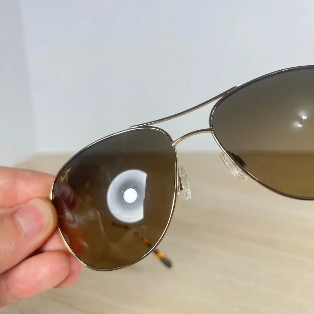 Maui Jim Cliff House MJ-247-16 Titanium Silver Sunglasses 59-15-120 Gold Aviator